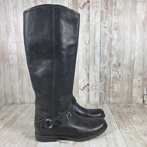 Frye Black Leather Combat Boots